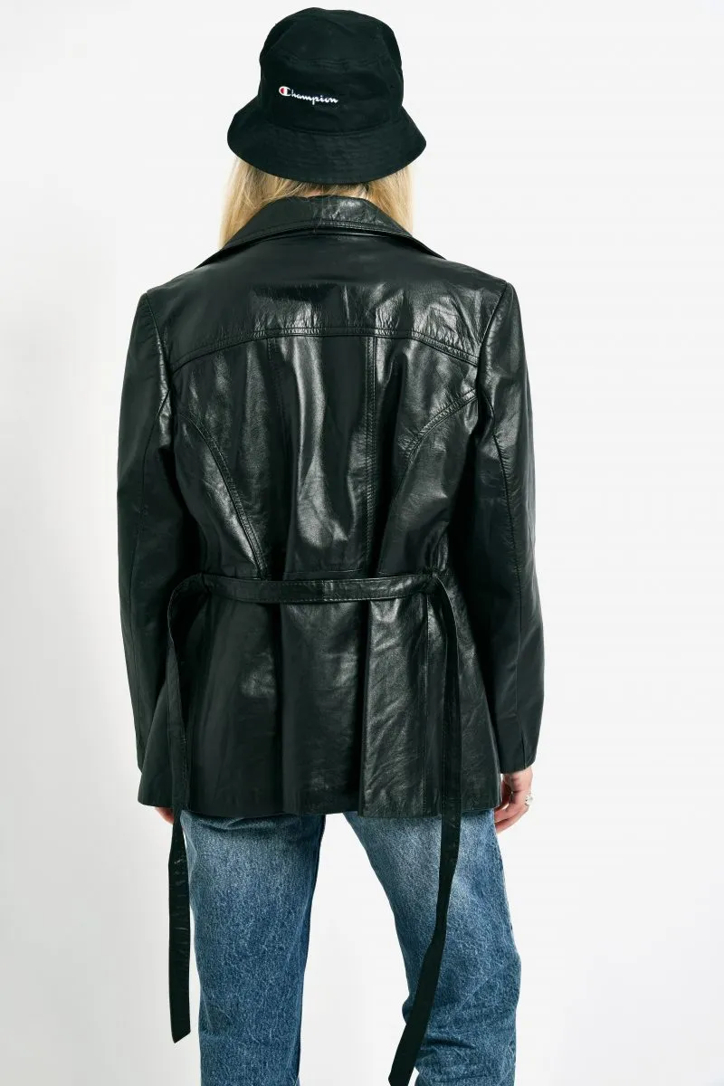 70s real leather coat