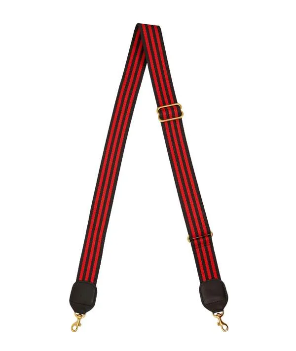 Adjustable Crossbody Strap - Black/Red Mini Stripe Webbing