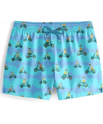 Aloha from Deer Men's Blue Vespa Flamingo Swimming Shorts