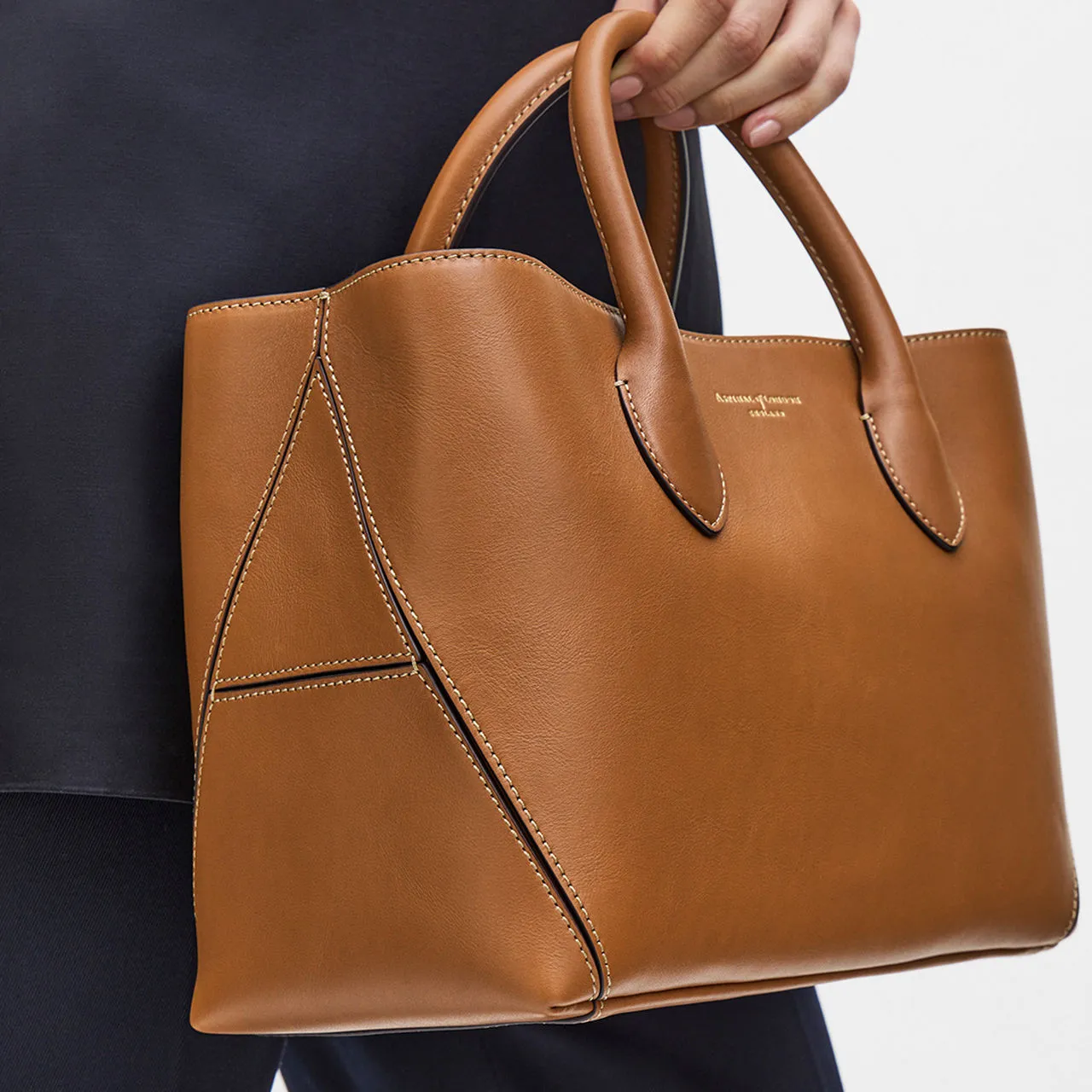 ASPINAL OF LONDON ONLINE EXCLUSIVE London Midi Smooth Leather Tote Bag - Tan