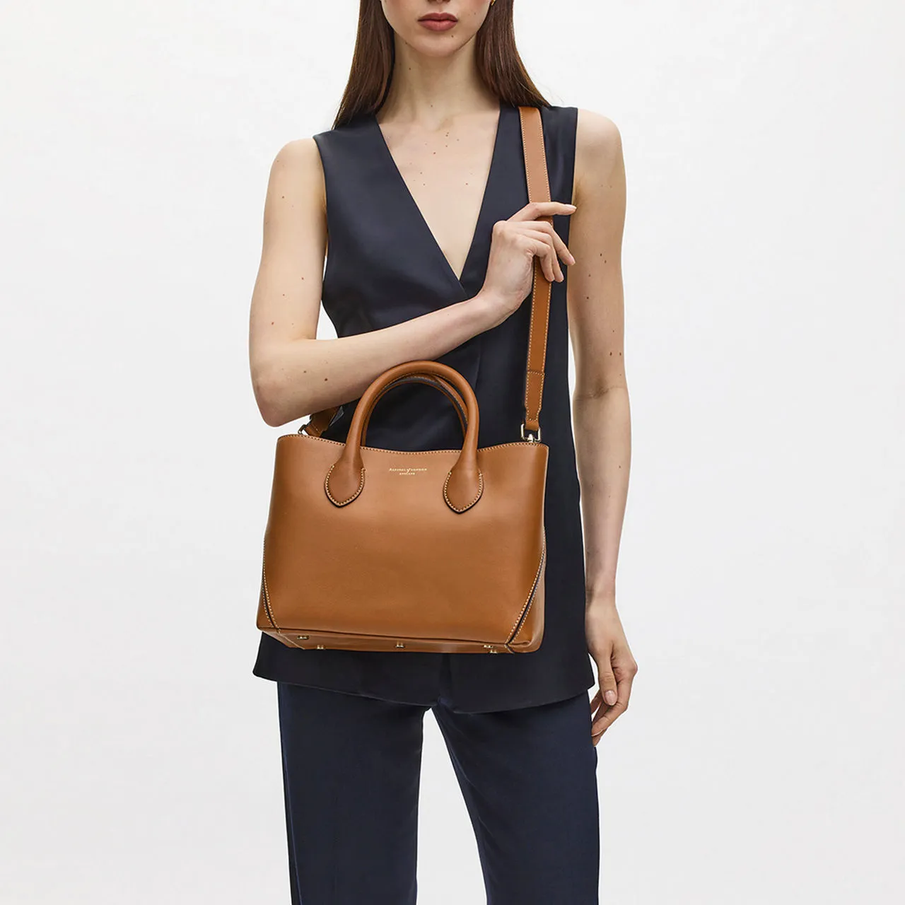 ASPINAL OF LONDON ONLINE EXCLUSIVE London Midi Smooth Leather Tote Bag - Tan