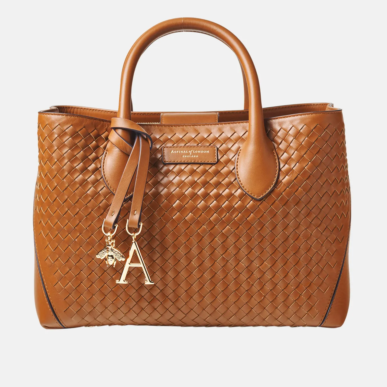 ASPINAL OF LONDON ONLINE EXCLUSIVE London Small Woven Leather Tote Bag - Tan