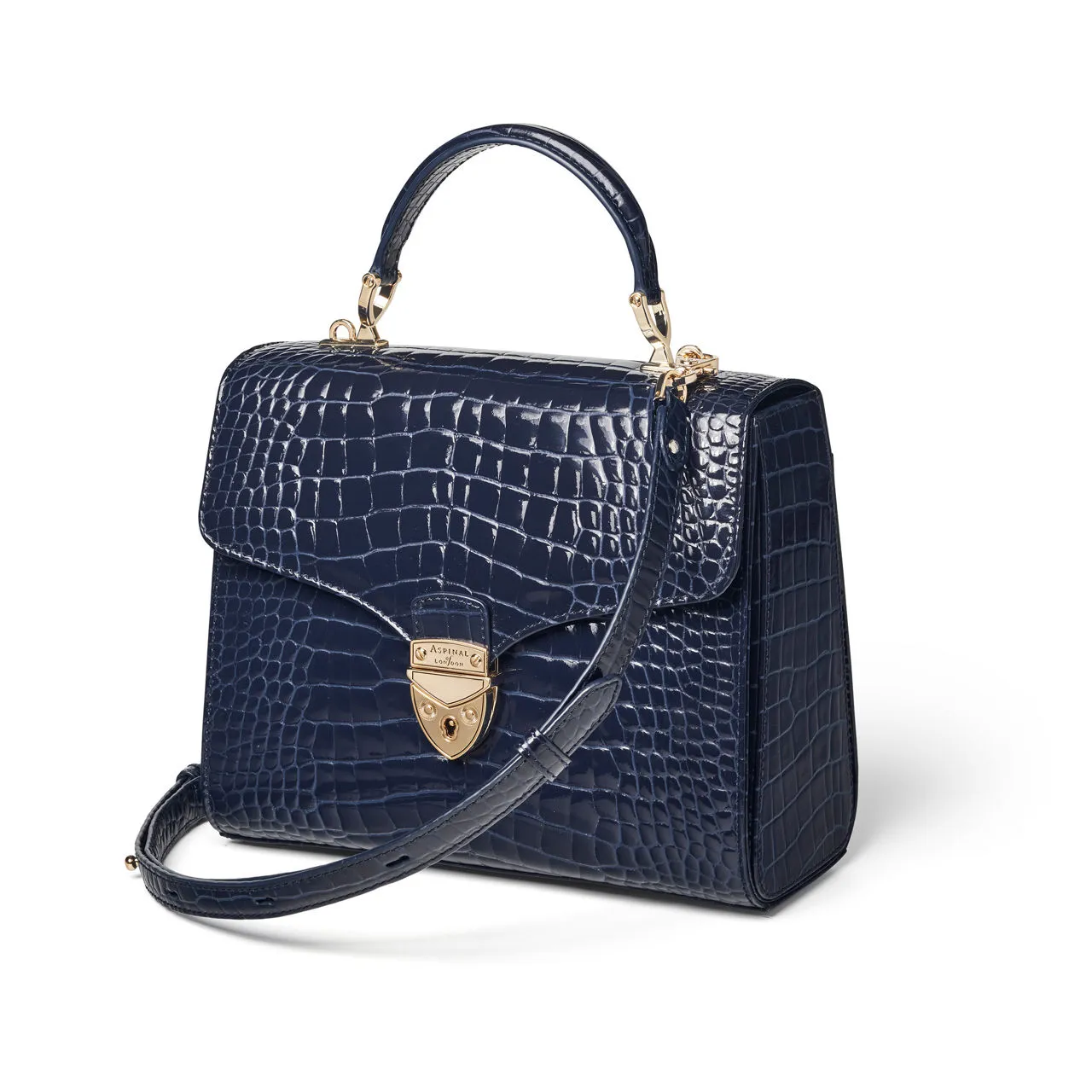 ASPINAL OF LONDON ONLINE EXCLUSIVE Mayfair® Patent-Croc Crossbody Bag - Midnight