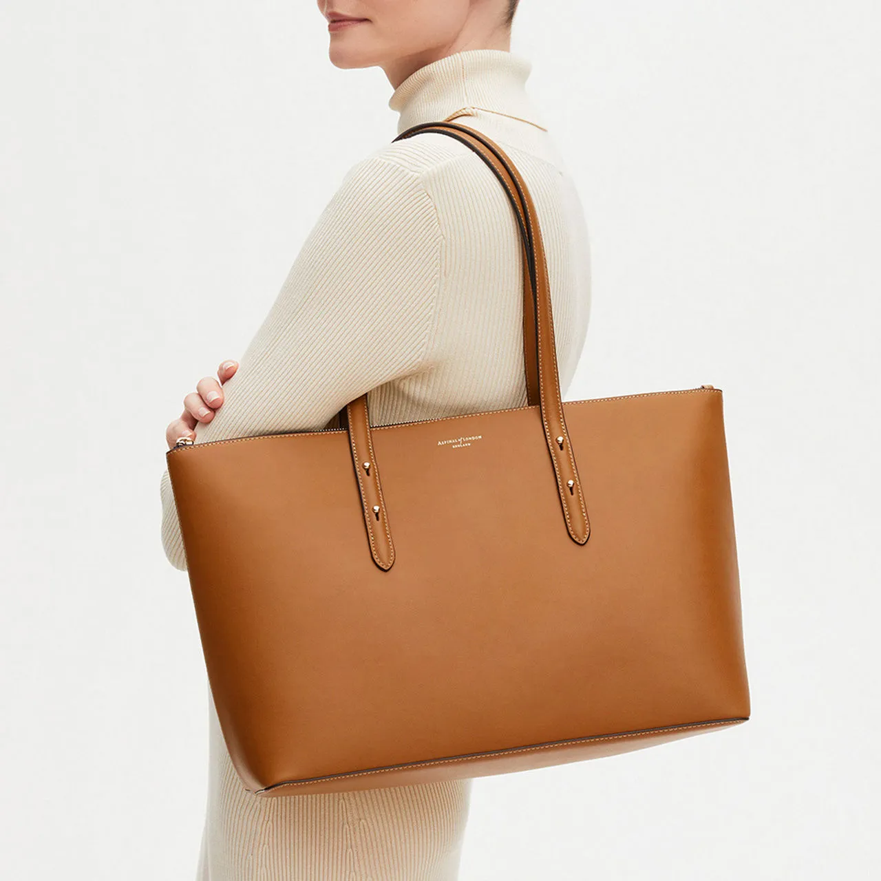 ASPINAL OF LONDON ONLINE EXCLUSIVE Regent Zipped Tote Bag - Tan