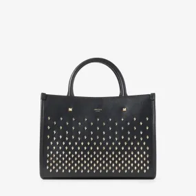 Avenue S Tote Black Leather Tote Bag with Studs