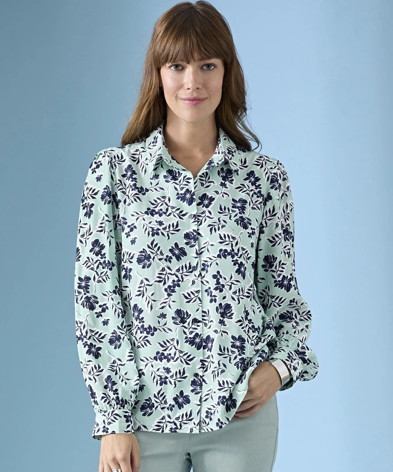 Balloon Sleeve Printed Blouse