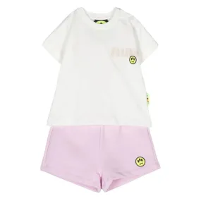 Barrow T-Shirt And Shorts Set Logo White And Pink