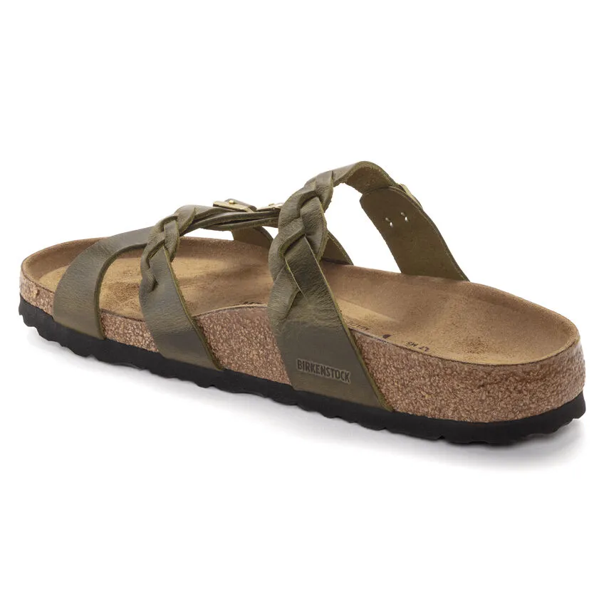 Birkenstock Women’s Franca Braided Slip On Sandals-Olive Green