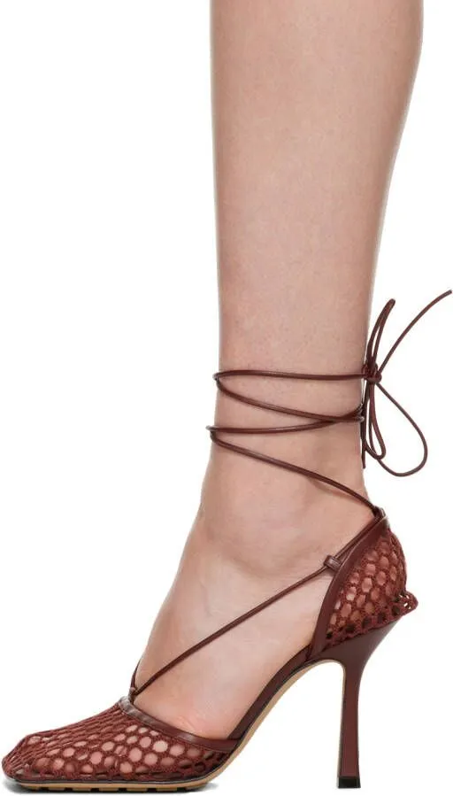 Bottega Veneta Burgundy Stretch Web Heels