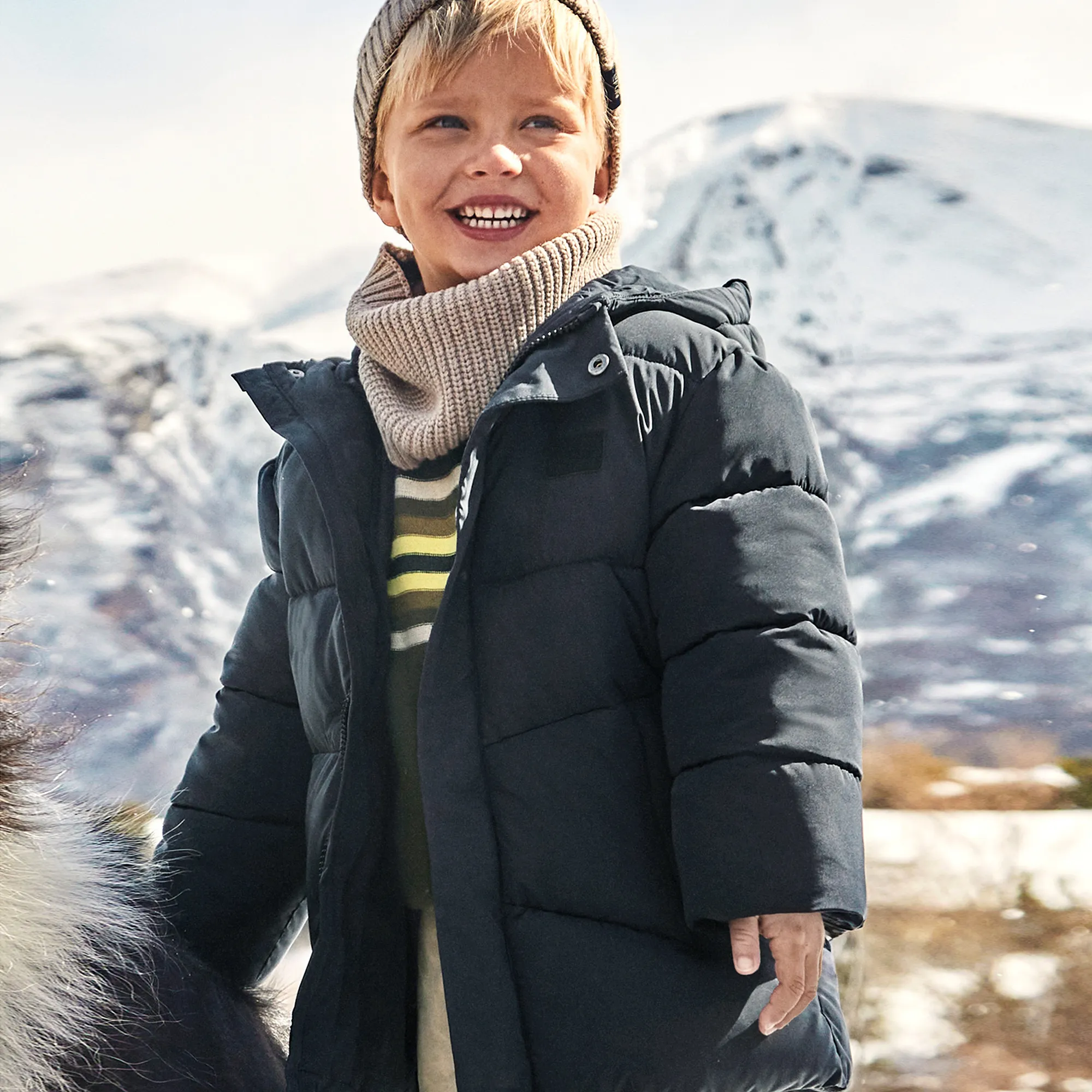 Boys Navy Blue Hooded Puffer Coat