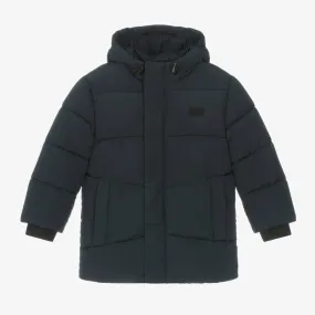 Boys Navy Blue Hooded Puffer Coat