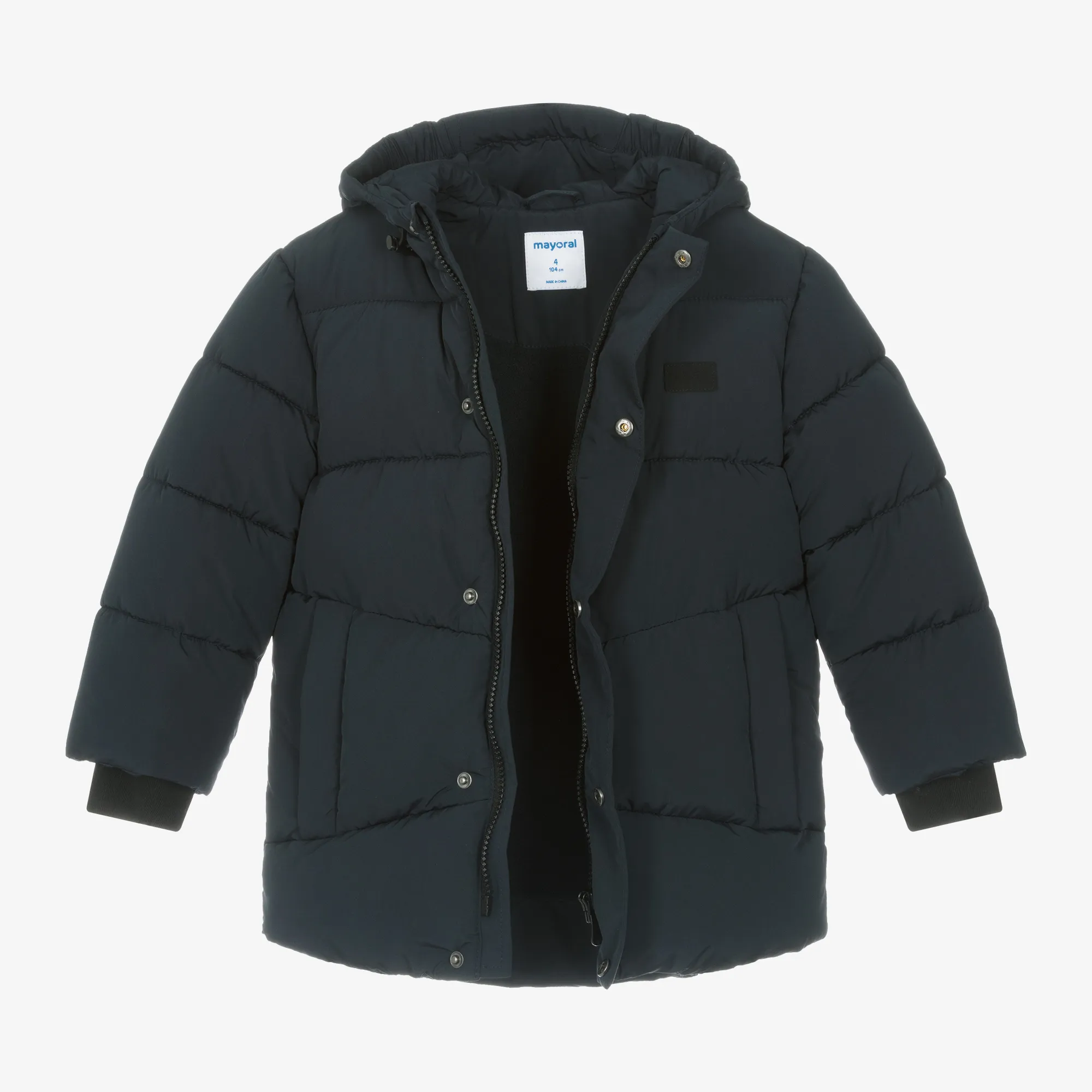 Boys Navy Blue Hooded Puffer Coat