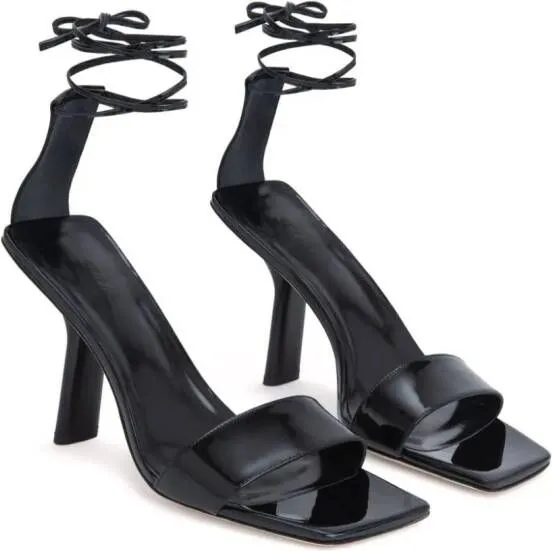 BY FAR Devon 100mm leather sandals Black