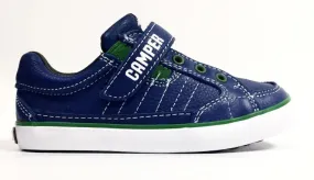 Campers Cobalt and Green Velcro Sneaker