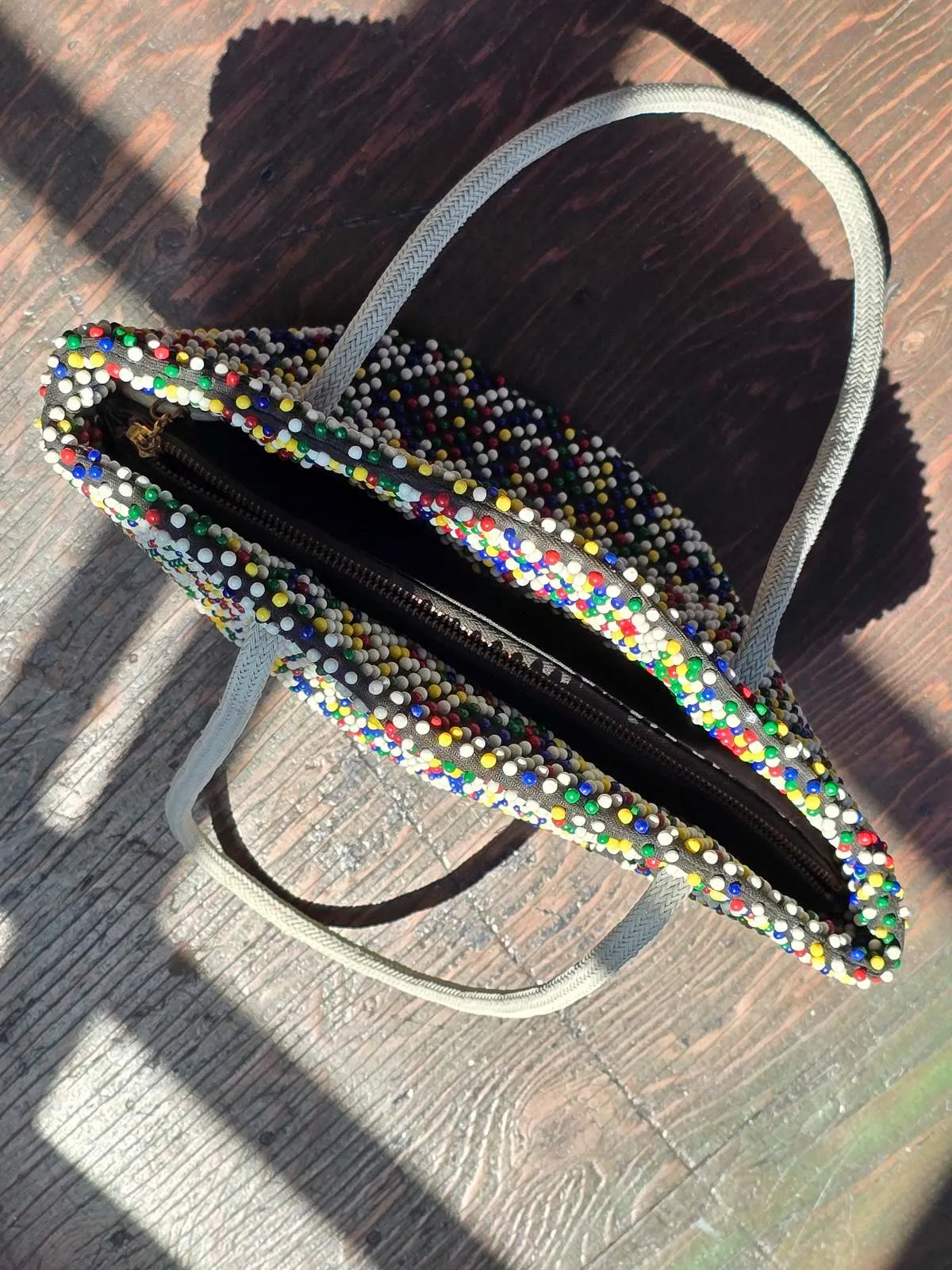 Candy Beaded Handbag - Black/White