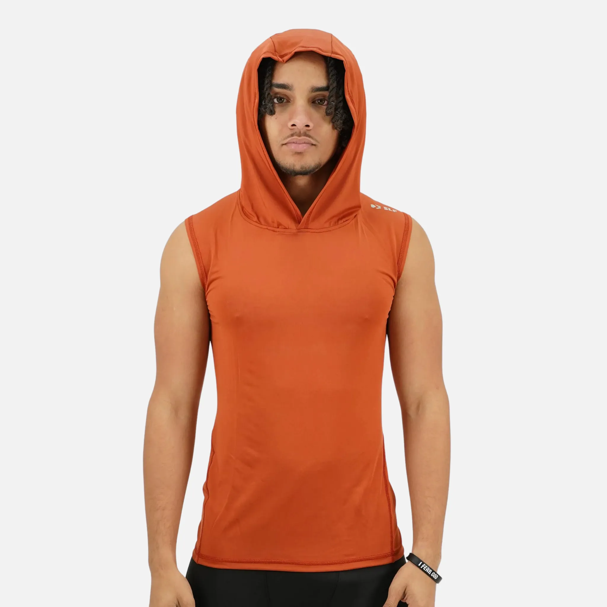 Clay Sleeveless Compression Hoodie