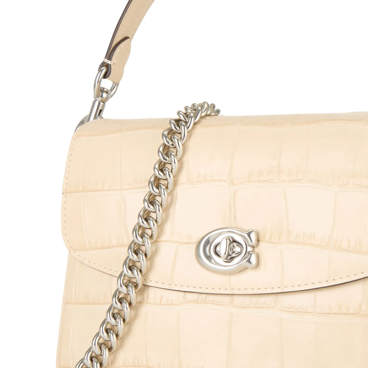 COACH Cassie 19 Croc Crossbody Bag - White