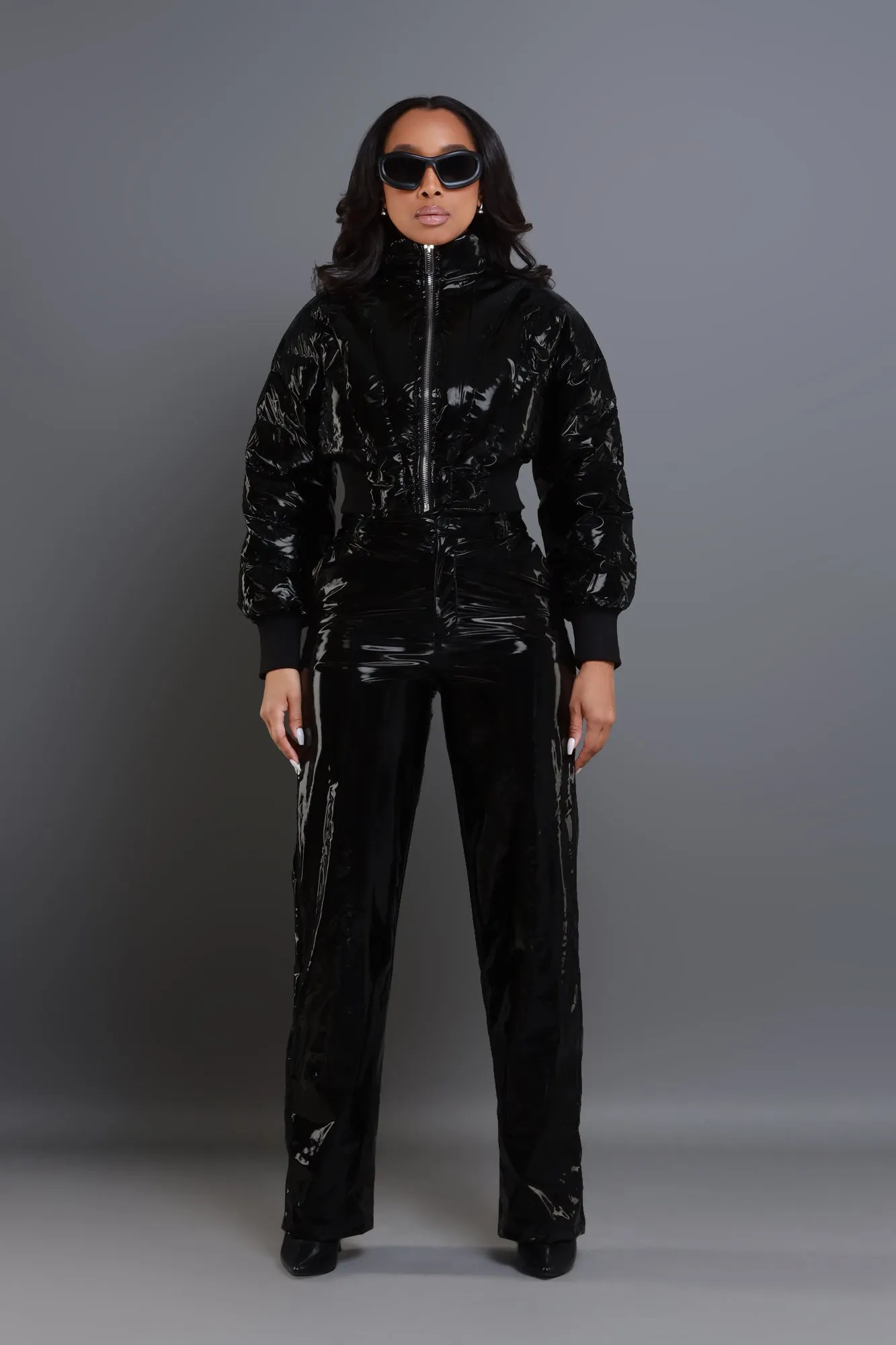 Crash Out Cropped Puffer Coat - Black