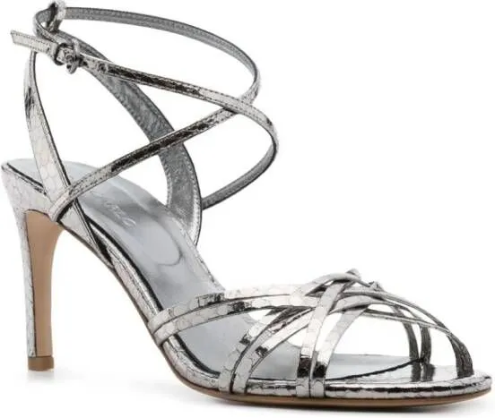 Del Carlo 85mm snakeskin-effect sandals Grey