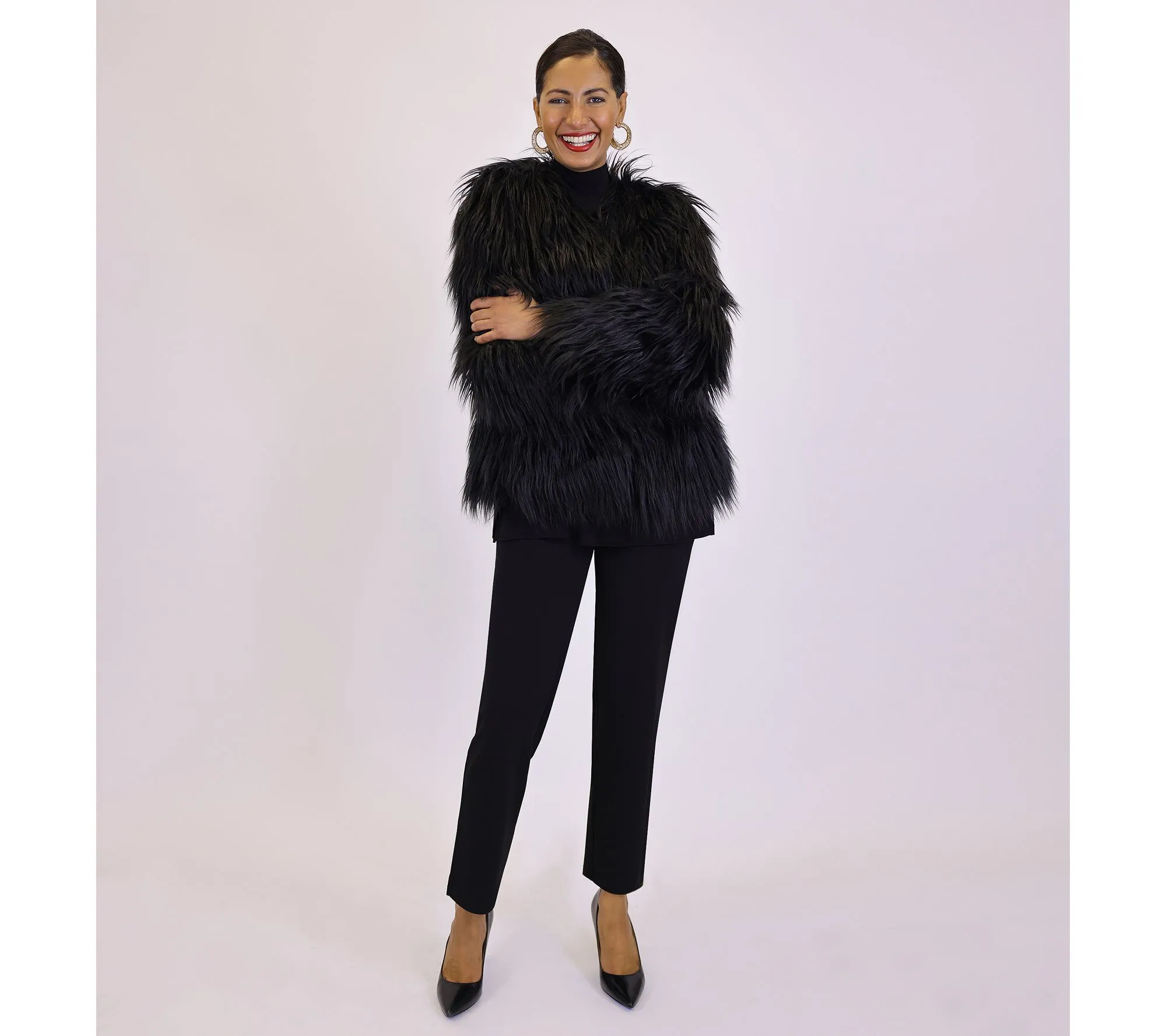 Dennis Basso Faux Mongolian Fur Coat