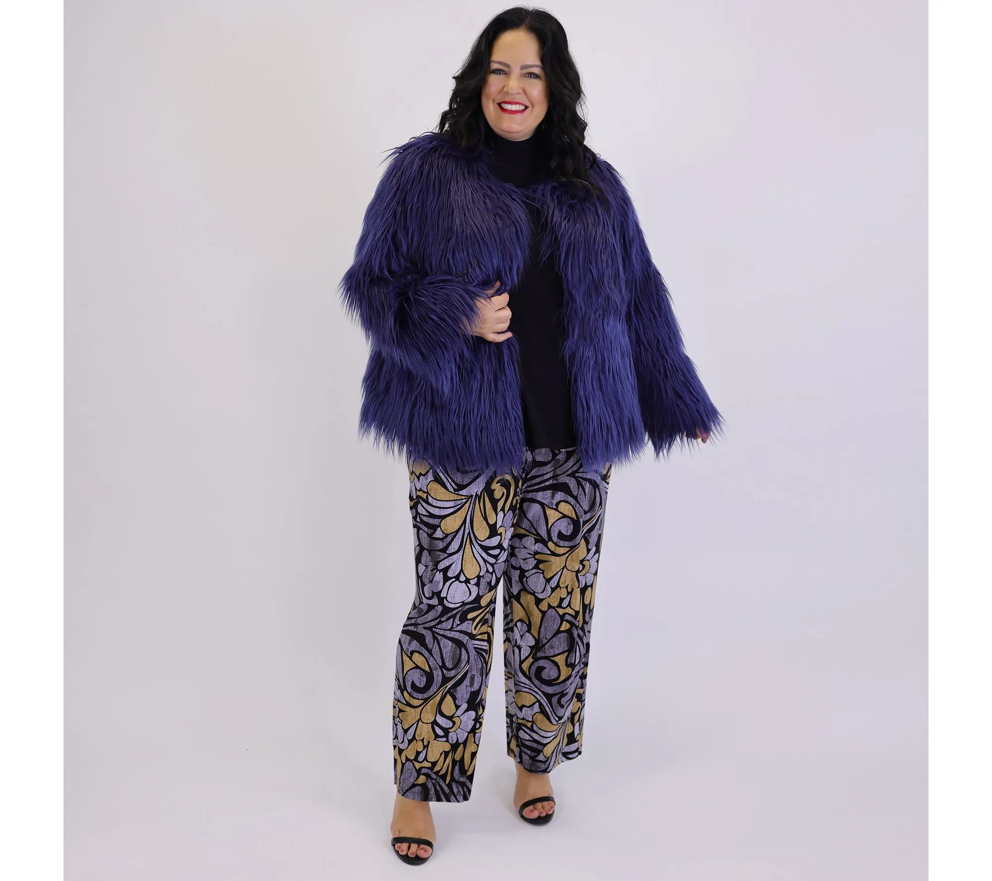 Dennis Basso Faux Mongolian Fur Coat