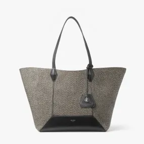 Diamond Tote/M Black Crystal Herringbone Fabric Tote Bag