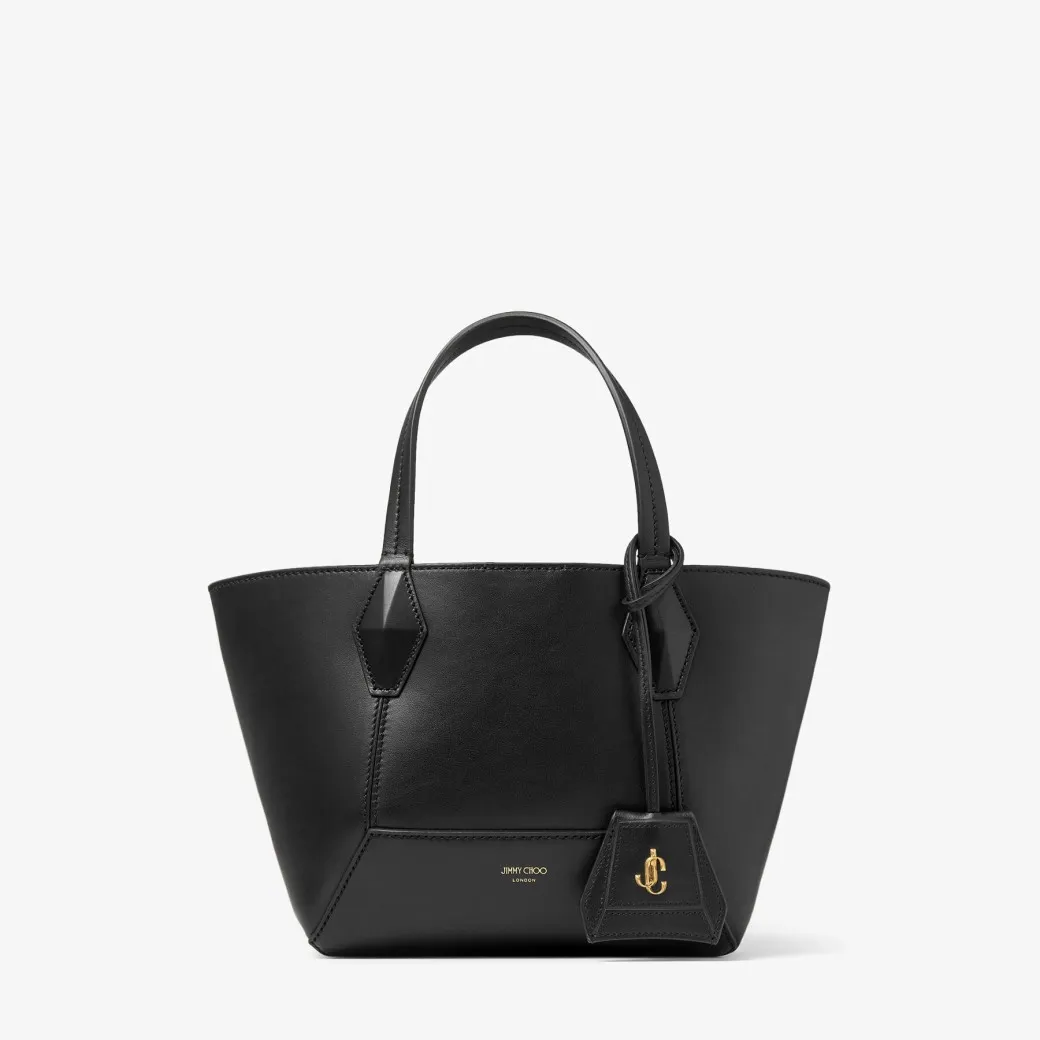 Diamond Tote/S Black Calf Leather Tote Bag