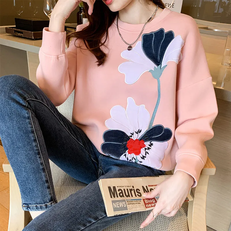 Embroidery Flower Pullover Sweater