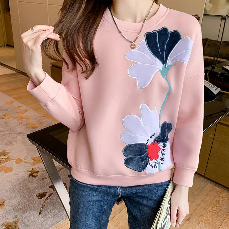 Embroidery Flower Pullover Sweater