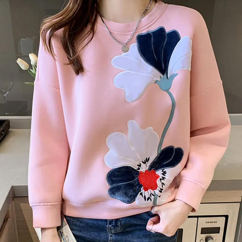 Embroidery Flower Pullover Sweater