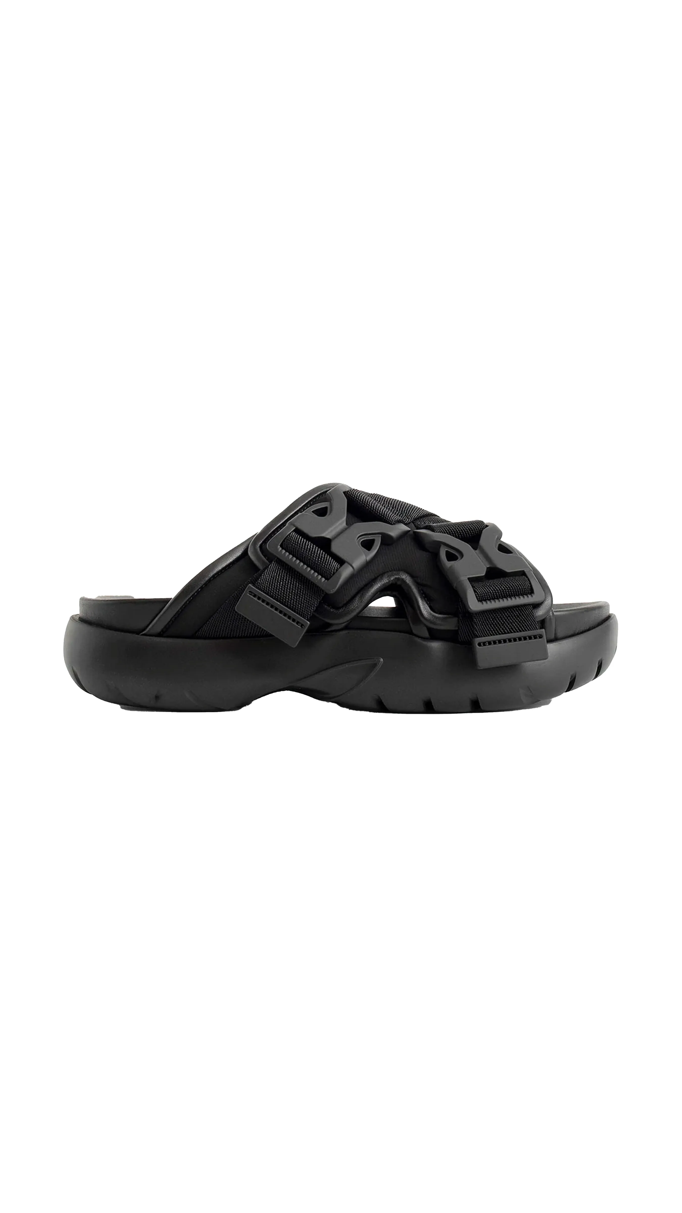 Fabric And Leather Sandals - Black