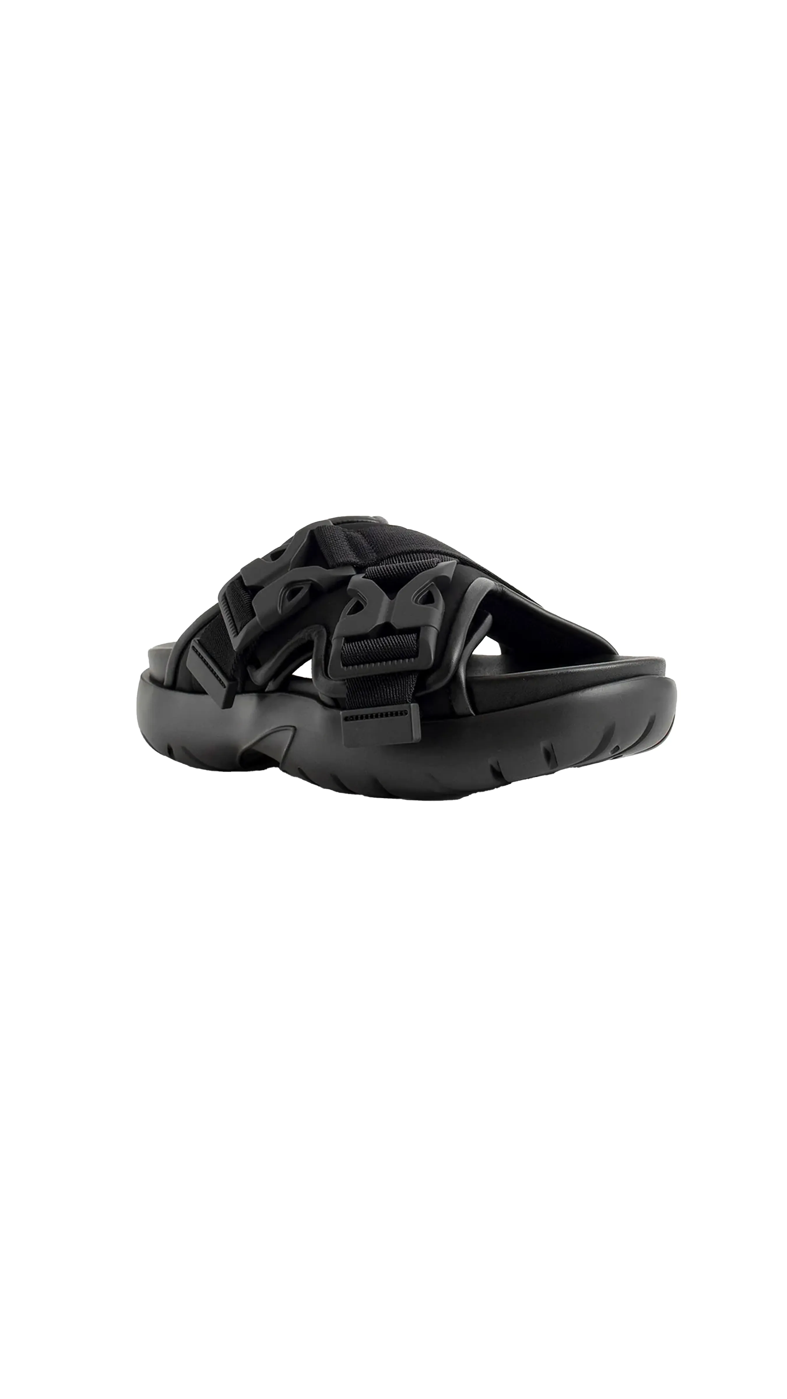 Fabric And Leather Sandals - Black