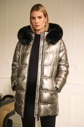 Faux Fur Puffer Coat Style 233923