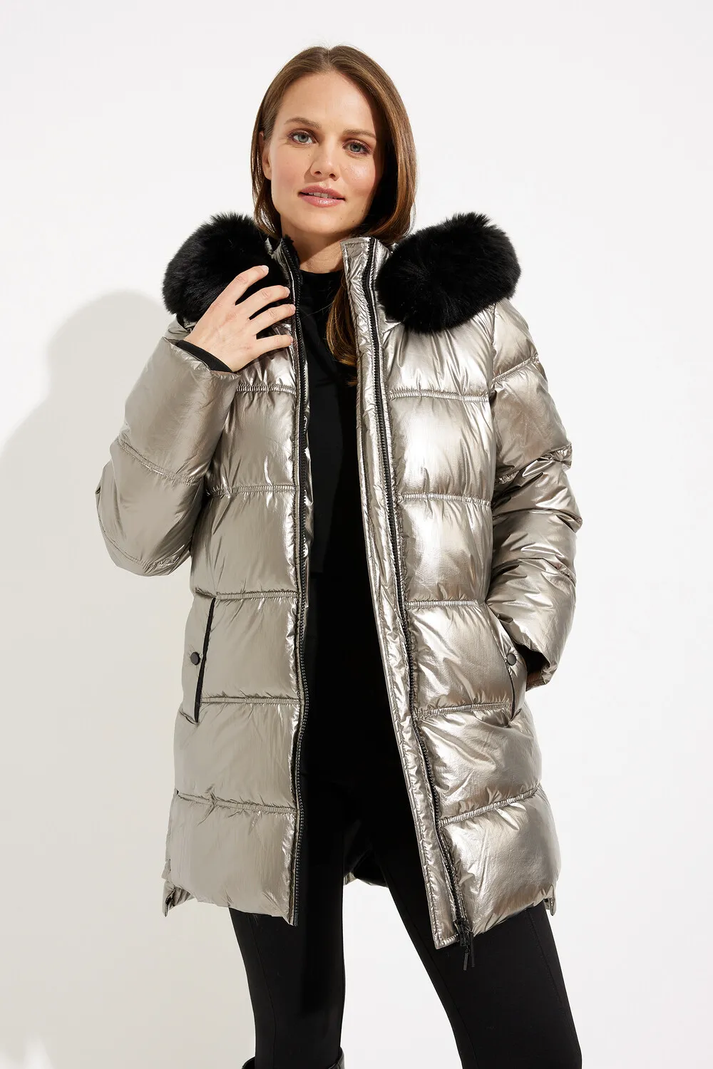 Faux Fur Puffer Coat Style 233923