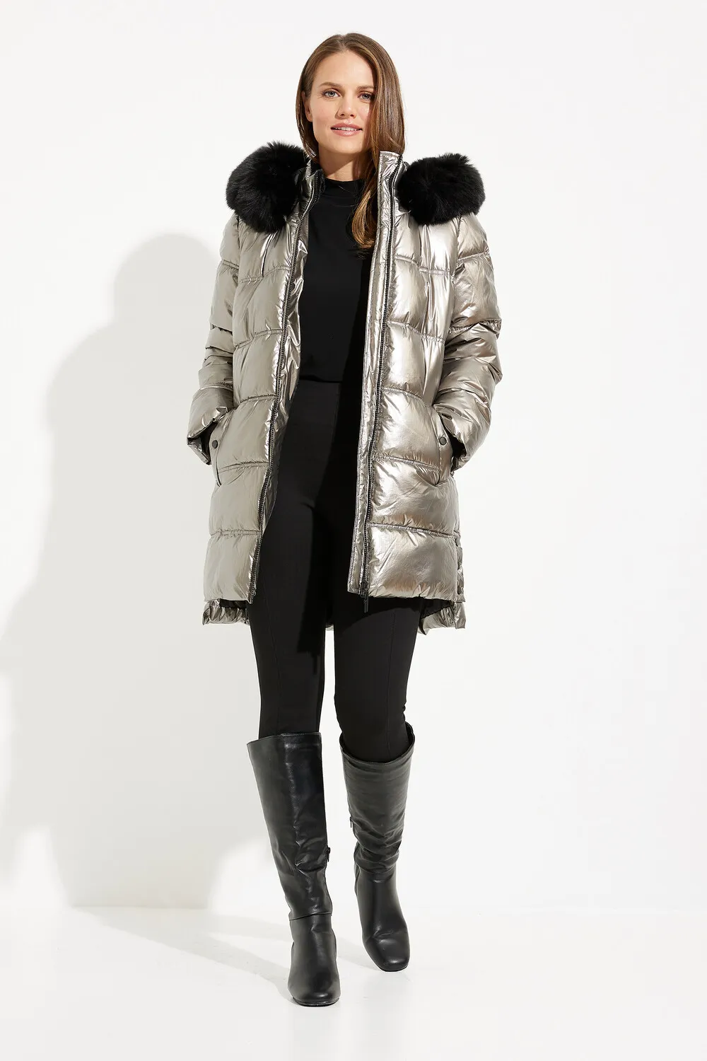 Faux Fur Puffer Coat Style 233923