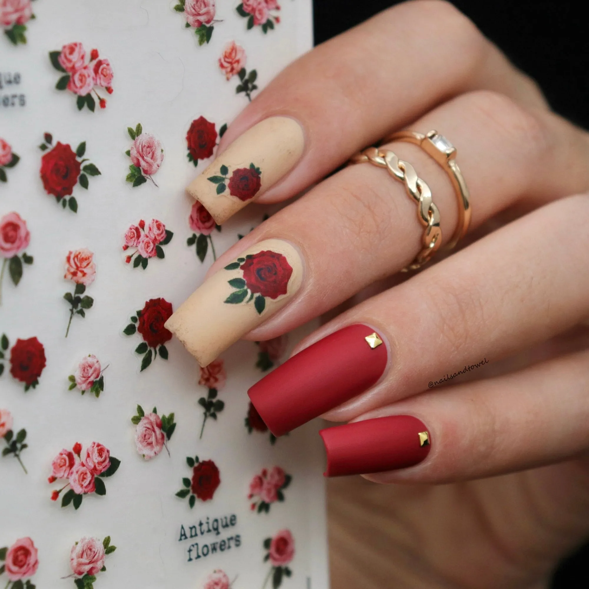 Floral Nail Art Sticker / Antique Roses