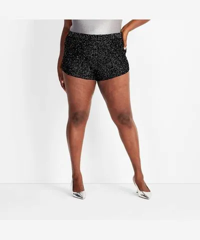 Future Collective Women's Mid-Rise Sequin Mini Shorts