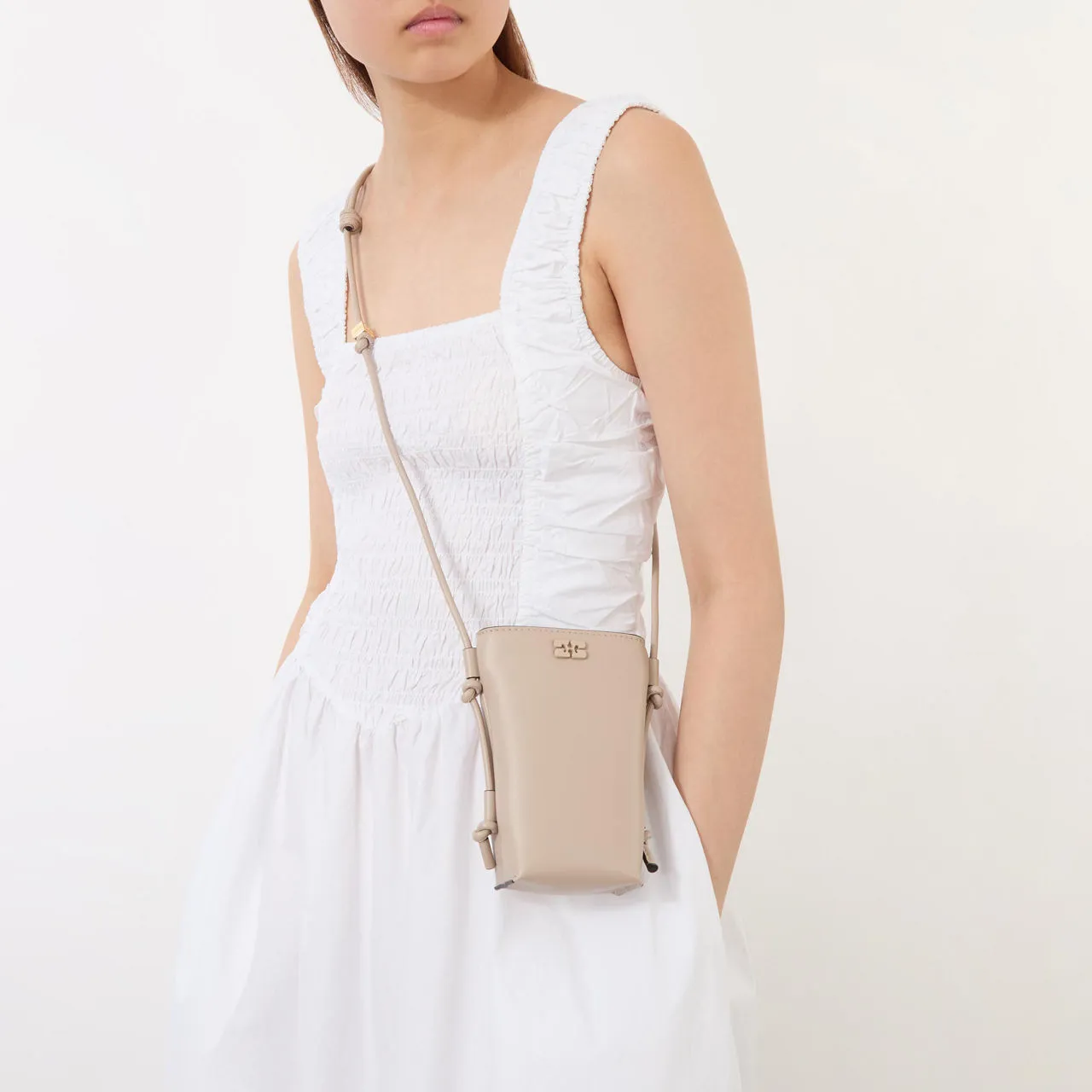 GANNI The Sustainable Edit Bou Pouch Crossbody Bag - Oyster Grey