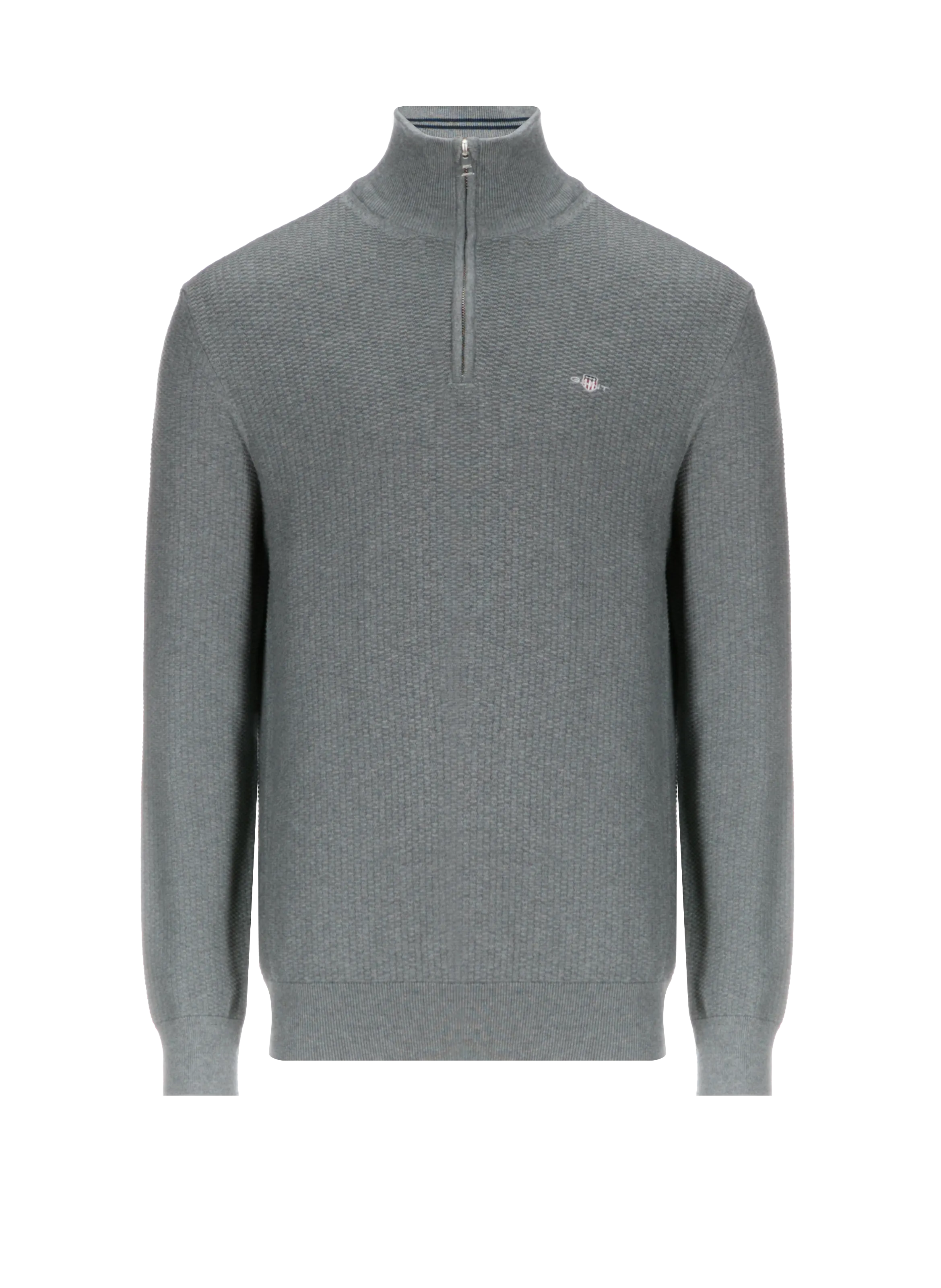 GANT  Zip-up cotton piqué sweater - Grey