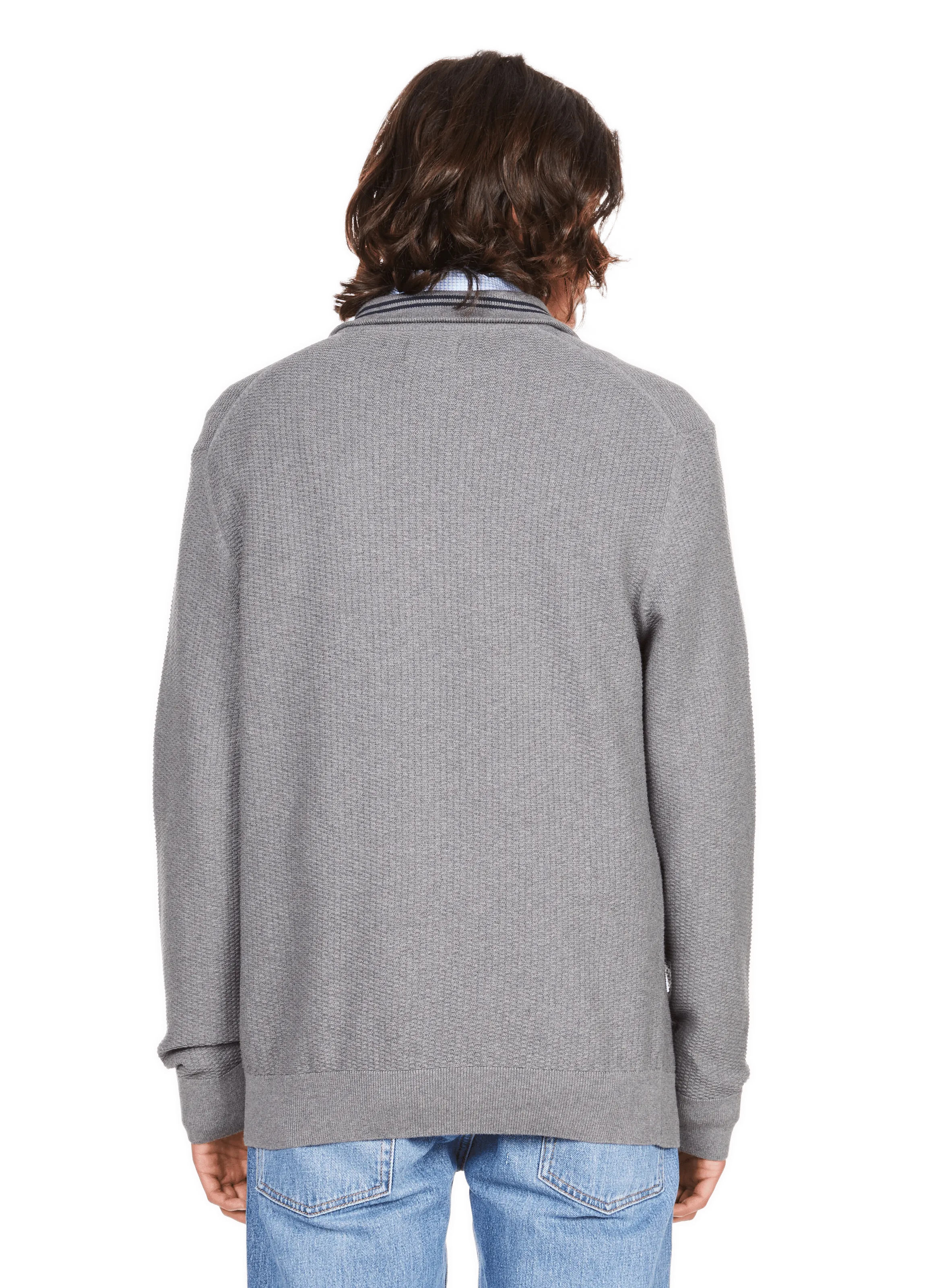 GANT  Zip-up cotton piqué sweater - Grey