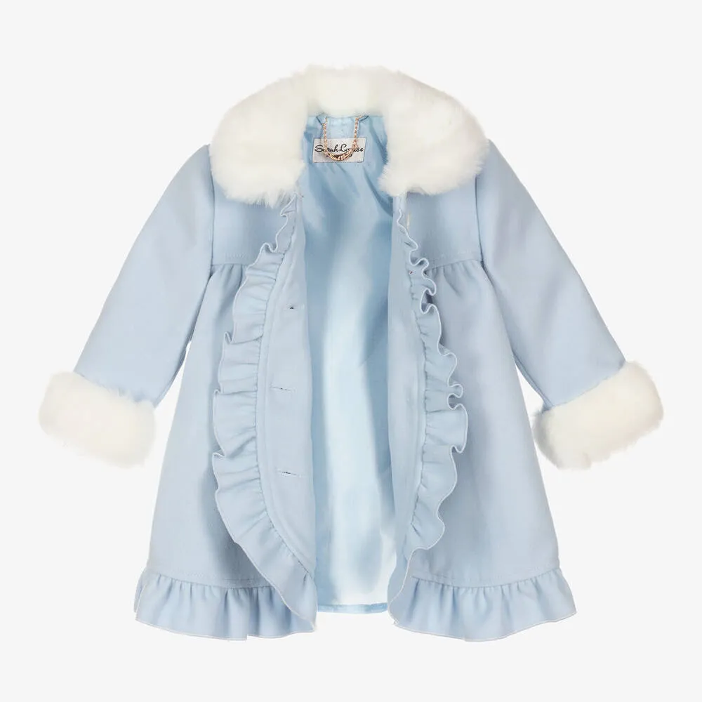 Girls Blue Coat & Bonnet Set