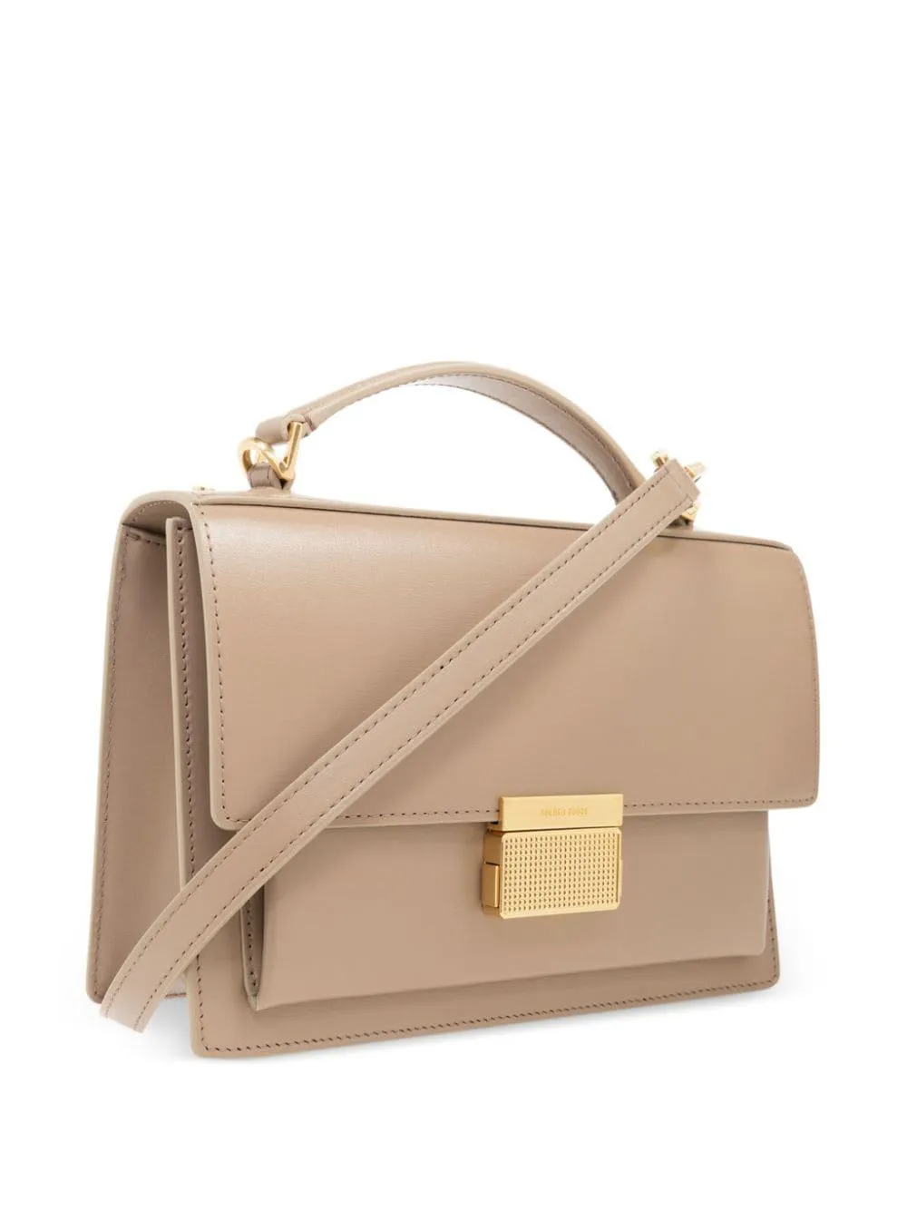 GOLDEN GOOSE Elegant Venice Mini Crossbody Handbag in Beige Leather