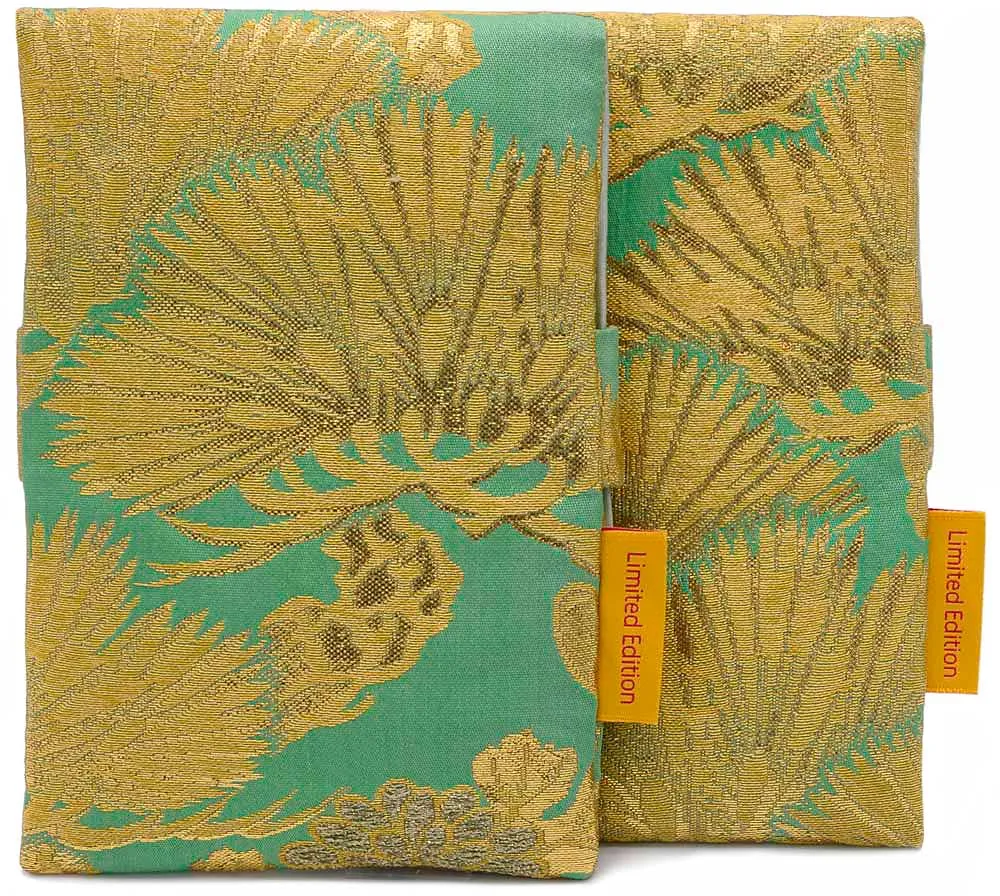 Golden Pine Leaves - Japanese vintage silk foldover pouch