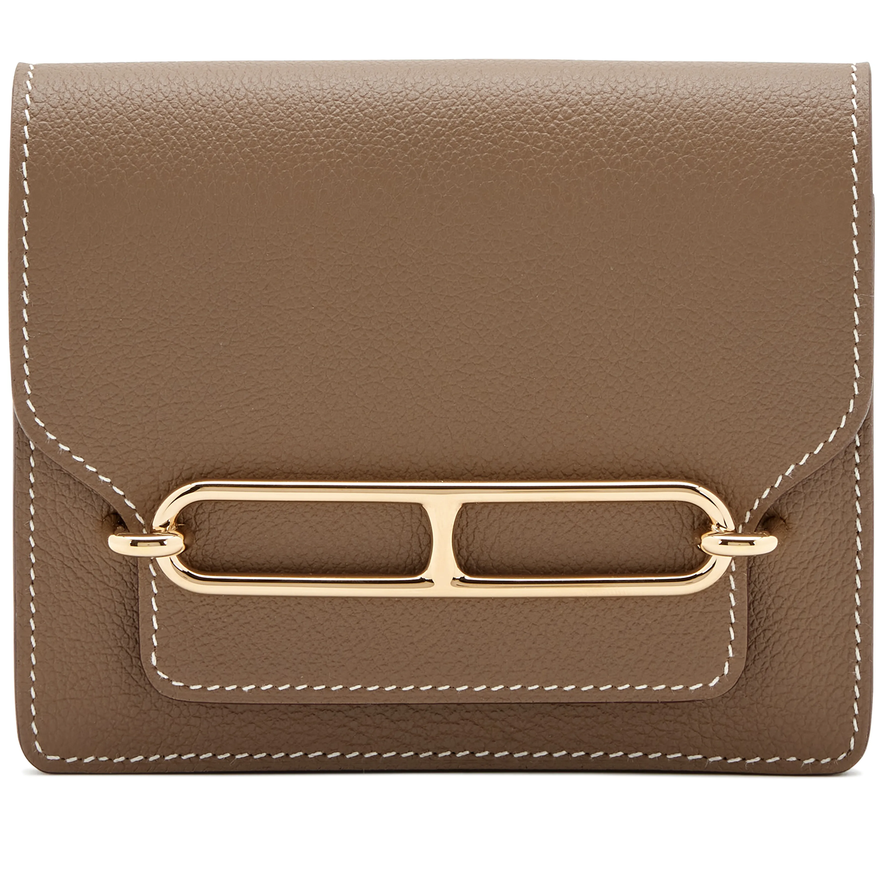 Hermès Etoupe Evercolor Roulis Slim Wallet Gold Hardware, 2023