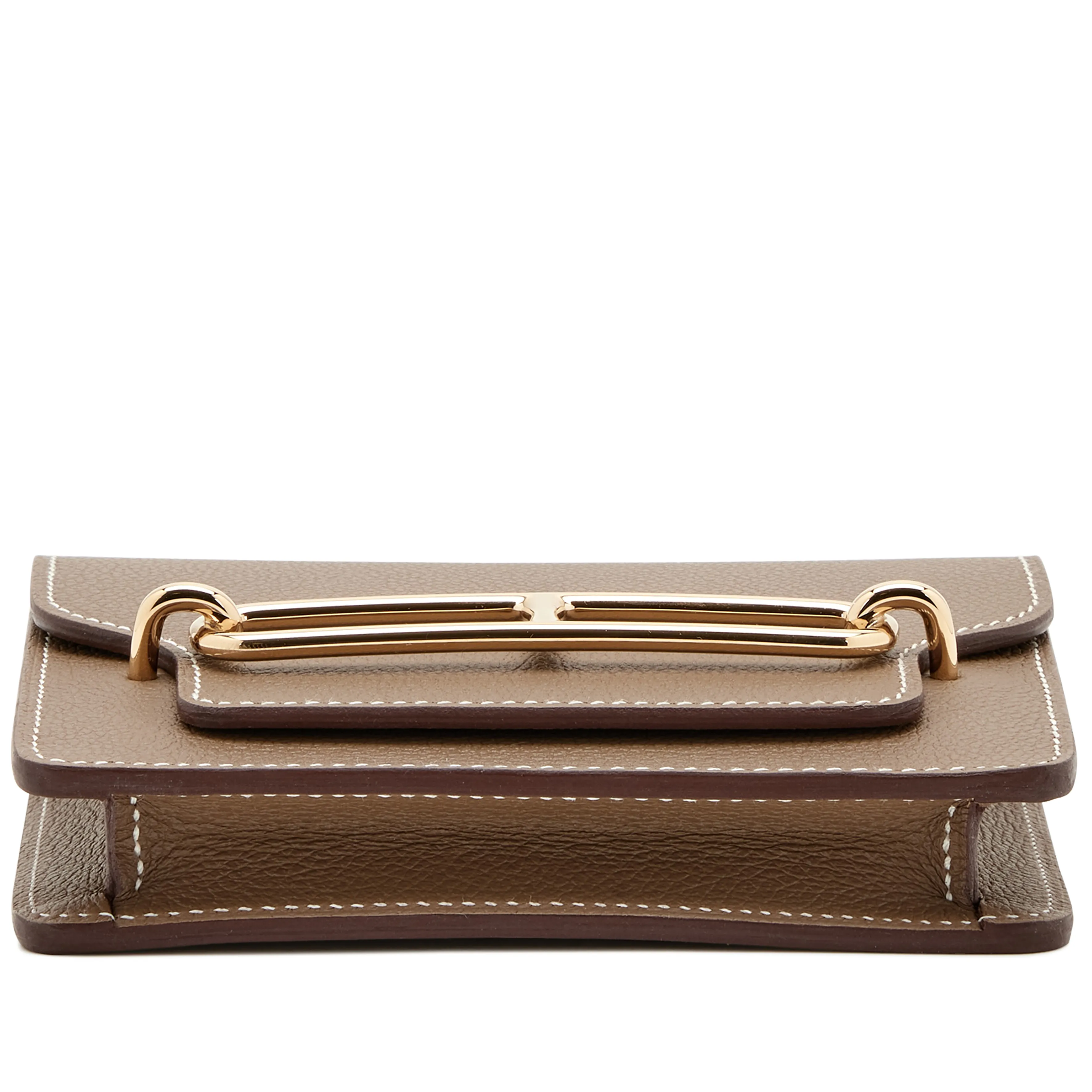 Hermès Etoupe Evercolor Roulis Slim Wallet Gold Hardware, 2023