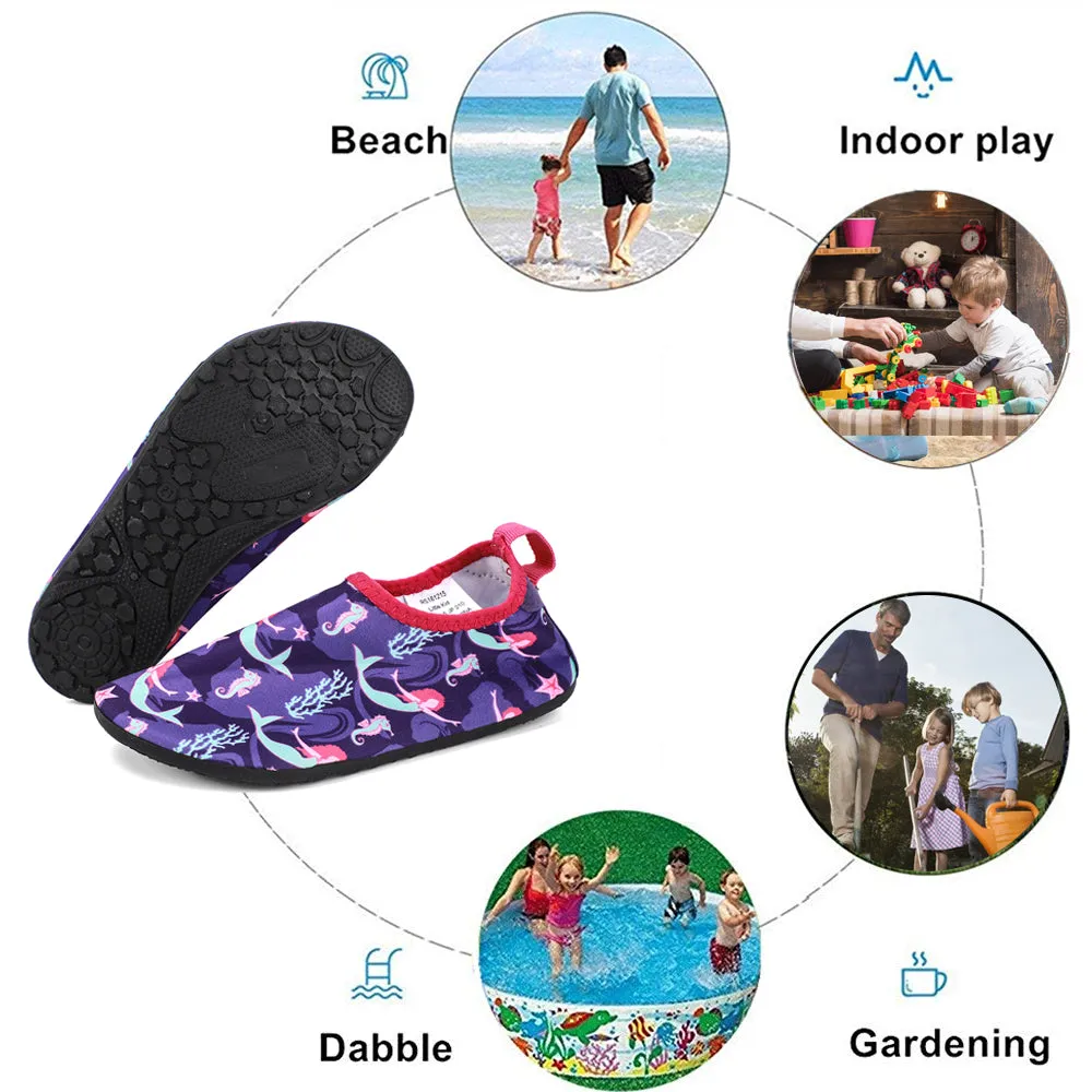 Hiitave Kids Water Shoes Non-Slip Beach Swim Barefoot Quick Dry Aqua Pool Socks for Boys & Girls Toddler