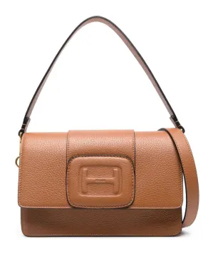 HOGAN Elegant Leather Crossbody Handbag in Camel Brown