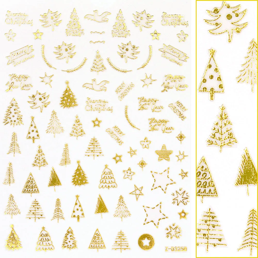 Holiday Gold Nail Art Sticker / Christmas Trees