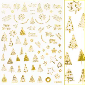 Holiday Gold Nail Art Sticker / Christmas Trees