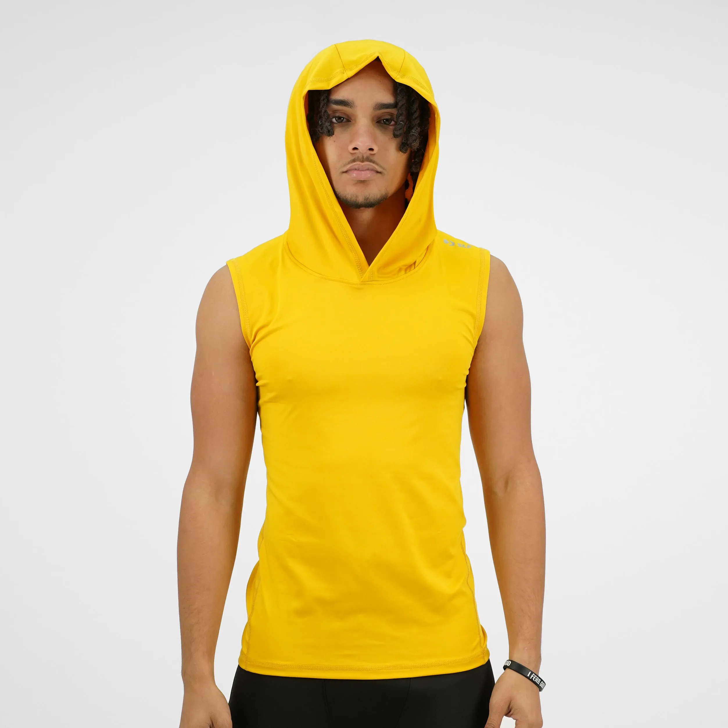 Hue Yellow Gold Sleeveless Compression Hoodie